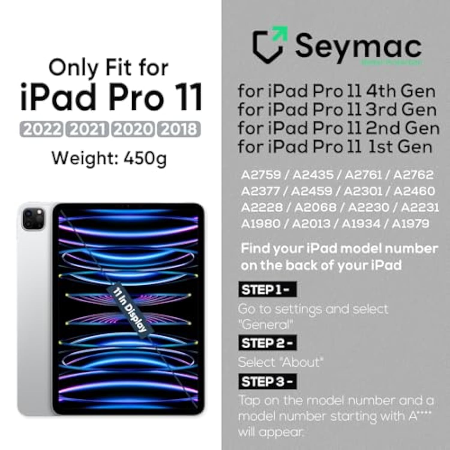 Ipad Pro 11 Case 4Th/ 3Rd/ 2Nd/ 1St Gen (2022/2021/2020/2018), Full-Body Shock