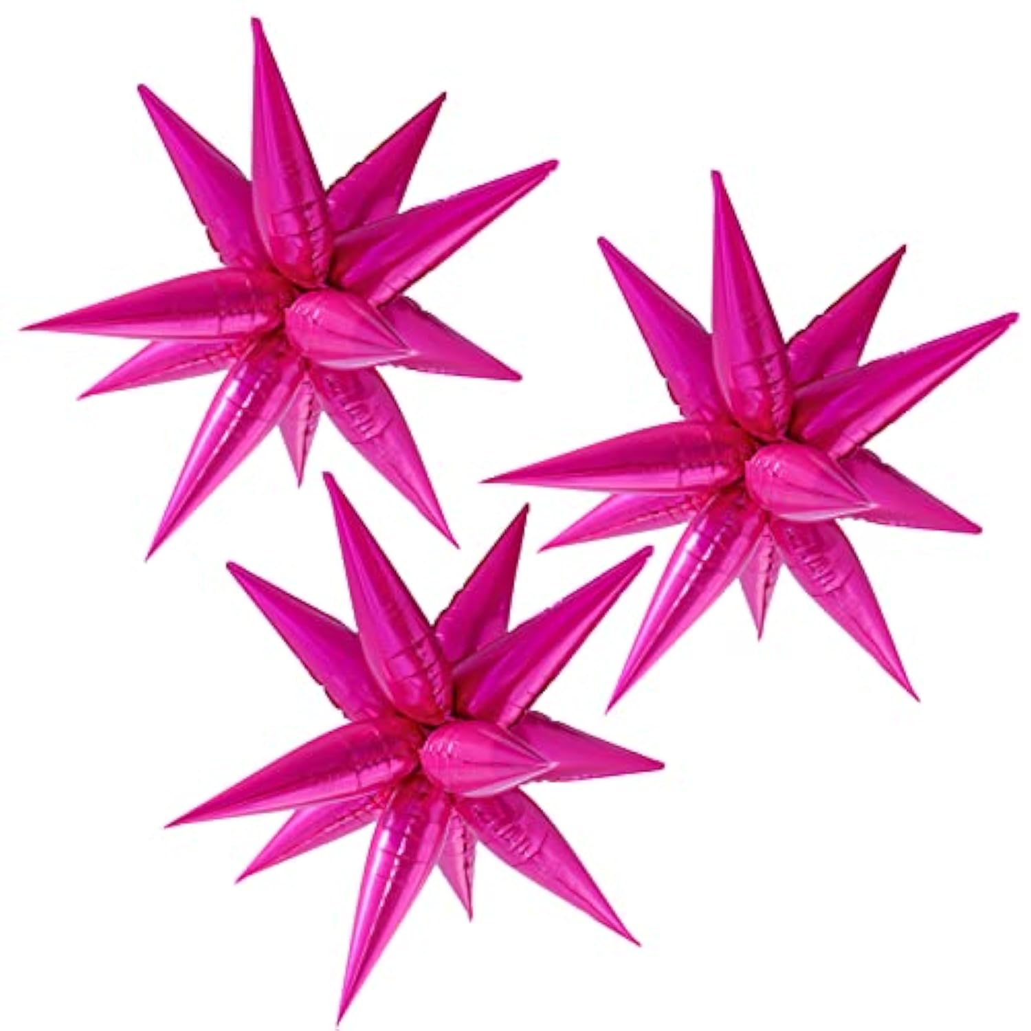 3pcs 26" Pink Starburst Foil Balloons – Spiked Star Balloons for Party & Event Decor