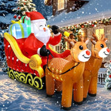 7.2Ft Christmas Inflatable Santa On Sleigh With 2 Reindeer, Inflatable Christmas Santa Sleigh Decorations With Build-In