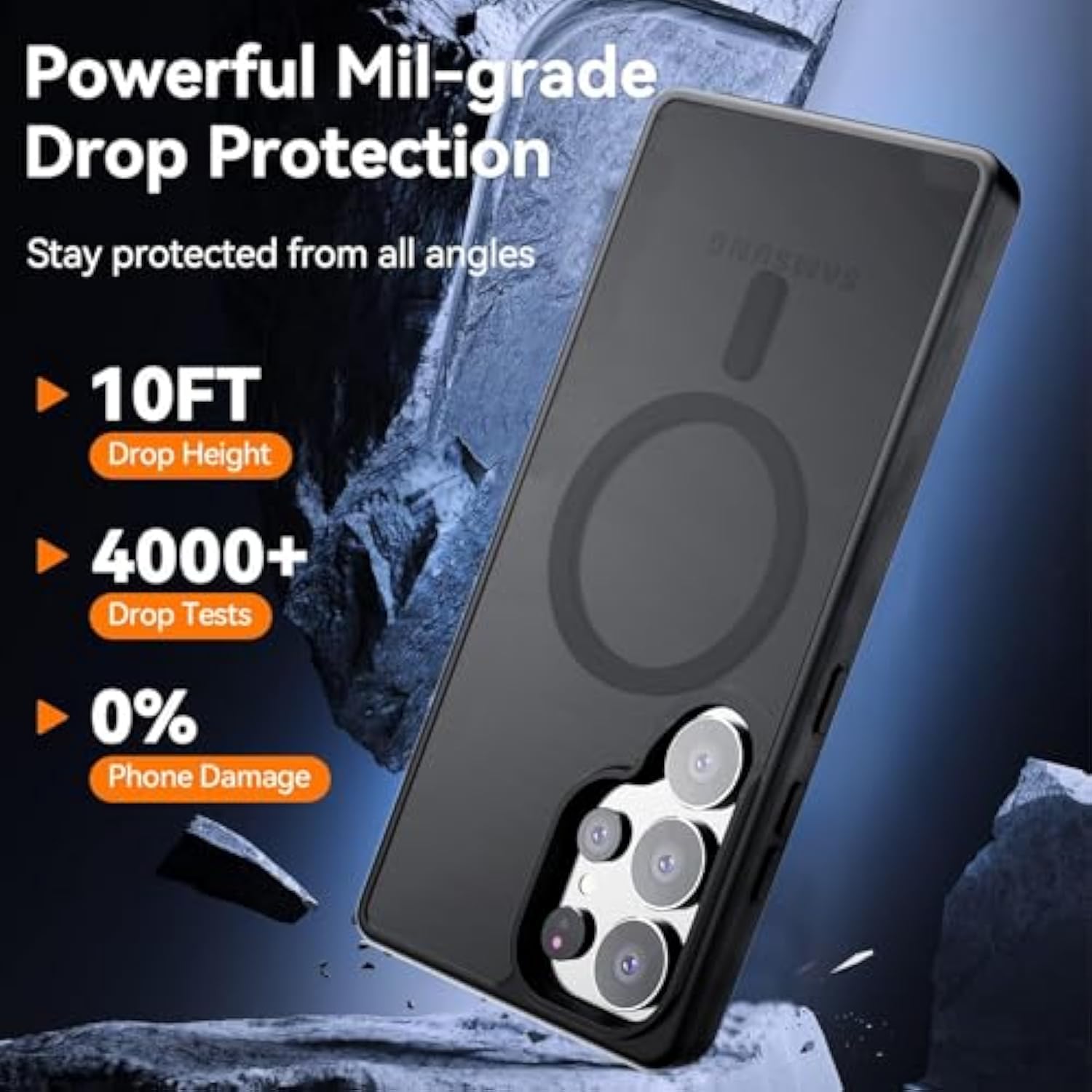 Hualele Magnetic For Samsung Galaxy S25 Ultra Case, Compatible With Magsafe, Military Grade Dropproof Translucent Matte Hard Back Soft Edge Slim Protective For Samsung S25 Ultra 5G Case,Black