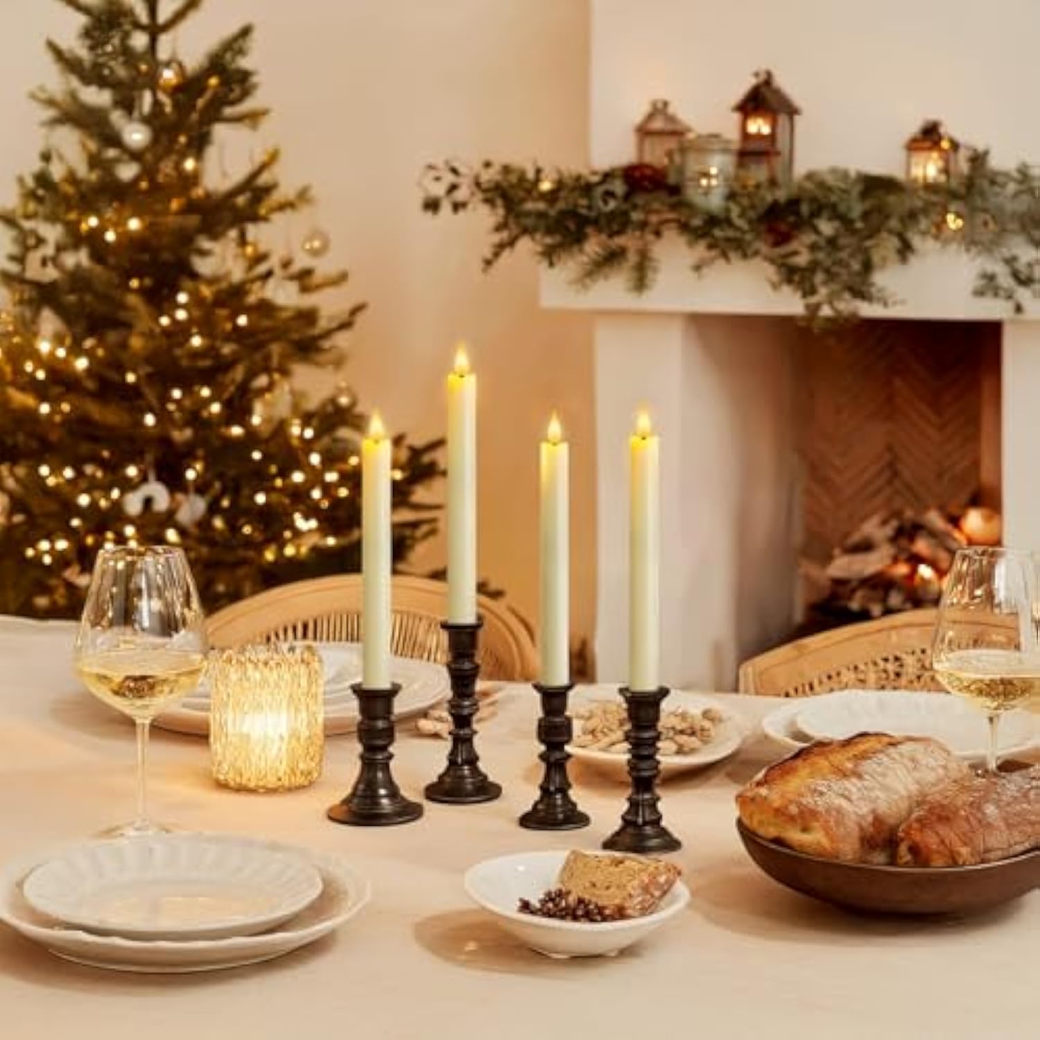 6 Pcs Flameless Taper Candles With Remote Timer Dimmer, 9.6 Inches Ivory Plastic Led Candlesticks, Battery Operated Led Candles, For Indoor Home Wedding Christmas Decoration