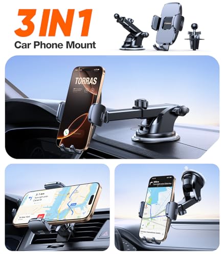 Military-Grade Phone Holders for Your Car?96+LBS Strongest Suction?Car Phone Holder Mount, Ultra-Durable Cell Phone Car Mount Truck for Dashboard