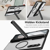 For Samsung Galaxy Z Fold 6 Magnetic Case, [Compatible With Magsafe] Fold6 Phone Case With Hinge Protection Screen Protector Scratch-Resistant Kickstand Protective Cover For Z Fold 6 Black