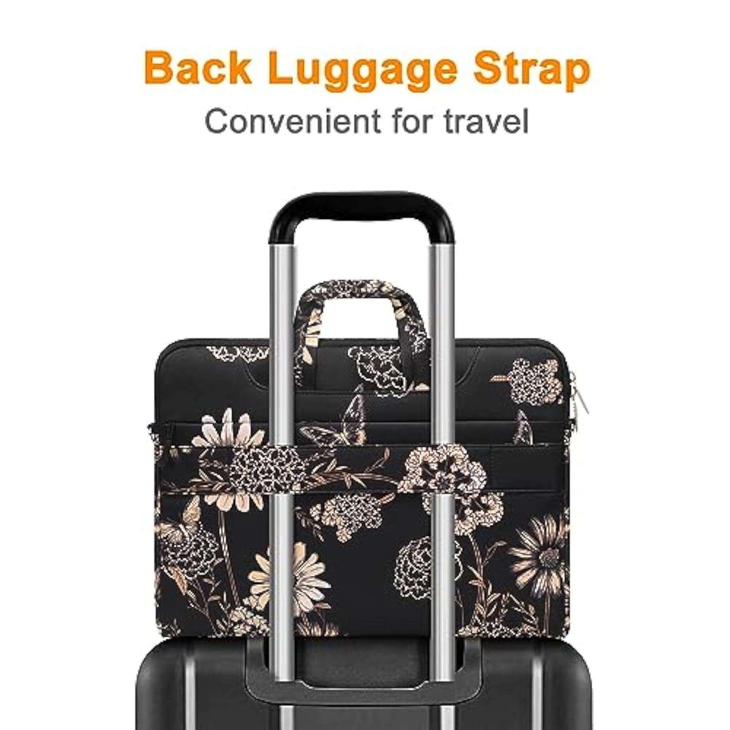 MOSISO Laptop Bag for Women, 15 inch Computer Bag Compatible with MacBook, HP, Dell, Lenovo, Asus, Notebook, 15.6 inch Laptop Shoulder Carrying Messenger Sleeve with Strap, Vintage Floral
