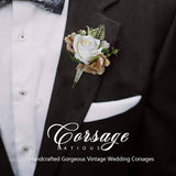Wedding Flower Boutonniere White Groom Rose Buttonholes Men'S Boutineer Party Suit Decoration Prom Anniversary Accessories For Groomsmans And Man (White)