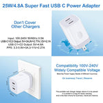 Usb C Charger Block, 25W 2 Port Type C Wall Charger Fast Charging Dual Pd Power Adapter Plug For Iphone 16 Pro Max 16E 15/15 Pro/15 Pro Max/15 Plus,Samsung Galaxy S24 S23 S22 S21 S20 A15 Android Phone