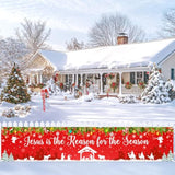 Large Christmas Banner Jesus Is The Reason For The Season Banner 8.2X1.6 Ft Christmas Fence Backdrop Outdoor Xmas Winter Holiday Decorations