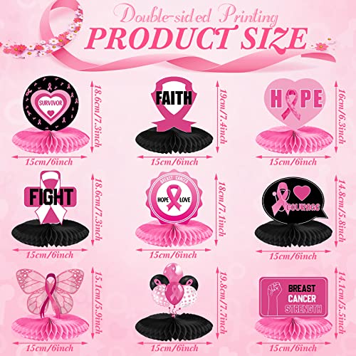9 Pcs Breast Cancer Awareness Honeycomb Centerpiece Breast Cancer Decor