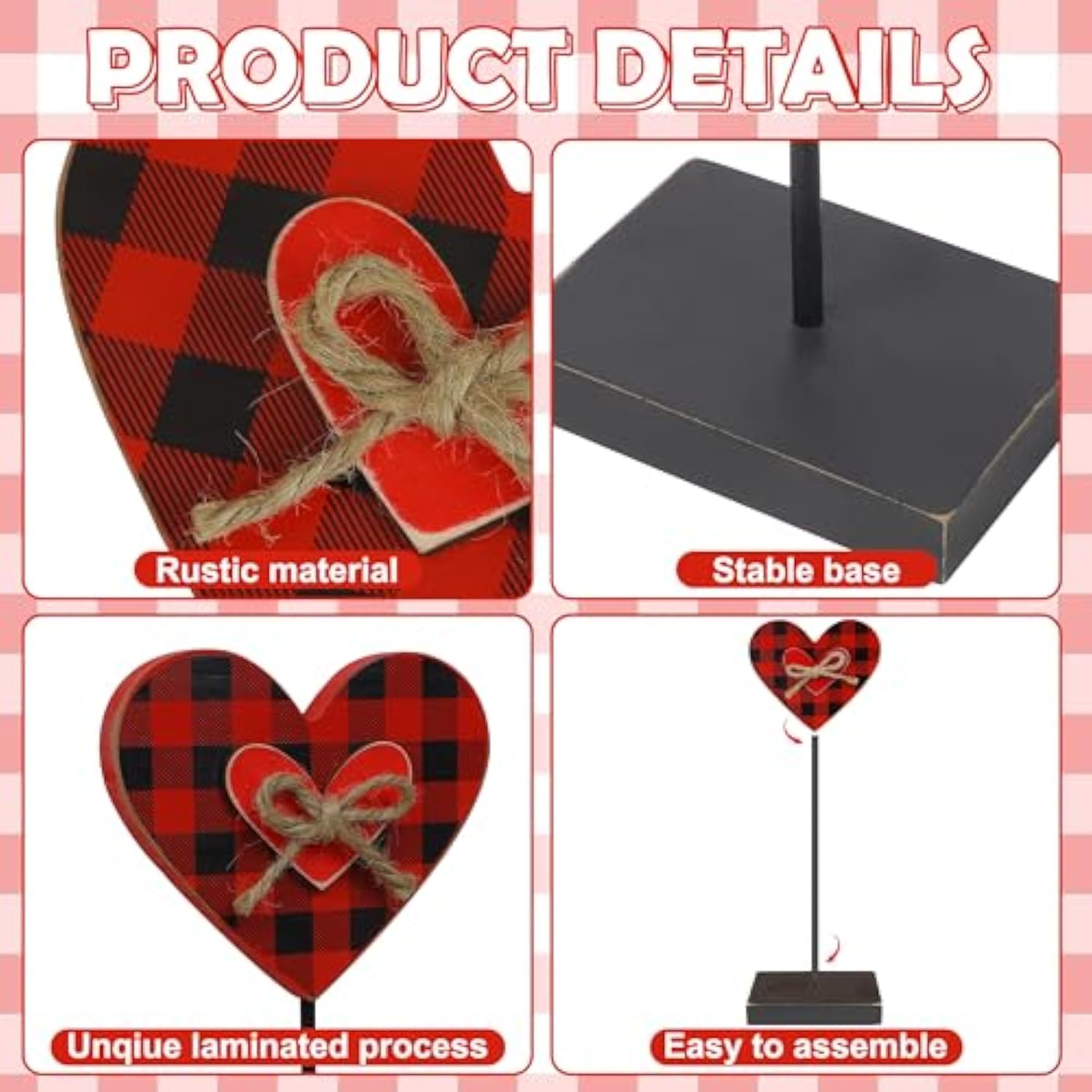 3Pcs Valentines Day Decorations Wooden Heart Sign, Rustic Farmhouse Valentine'S Day Wooden Table Signs Freestanding Valentines Table Centerpiece For Home Party Mantle Shelf Tiered Tray Decor