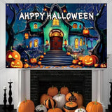 Happy Halloween Banner 71x44 Inch Ghost House Yard Party Outdoor Fence Decor