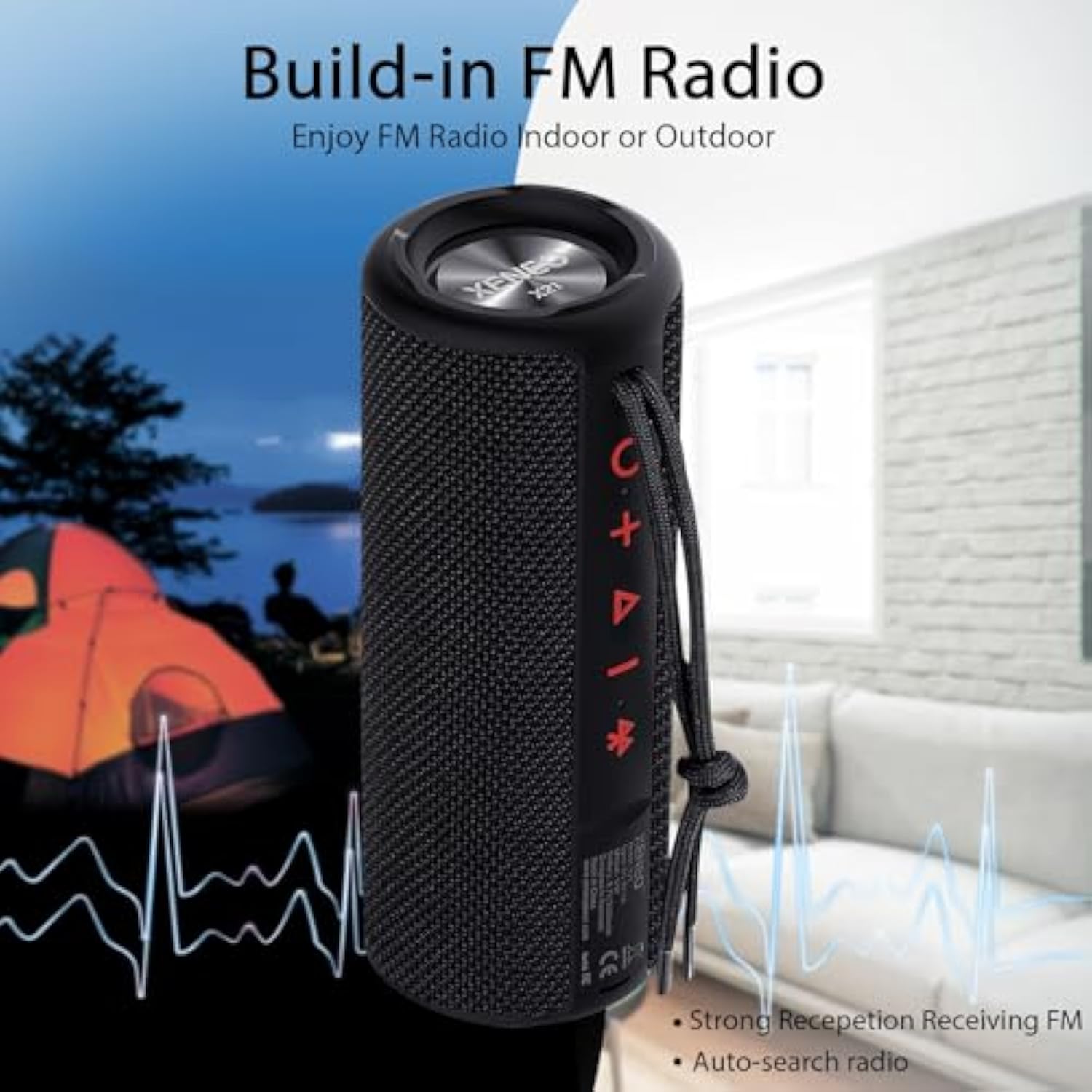 X21 Dual Portable Bluetooth Speakers Waterproof Outdoor Wireless Stereo Pairing With Fm Radio, Micro Sd Card, Ipx6, Aux Jack 30W For Home, Office, Party And Travel (Pack 2 Black)