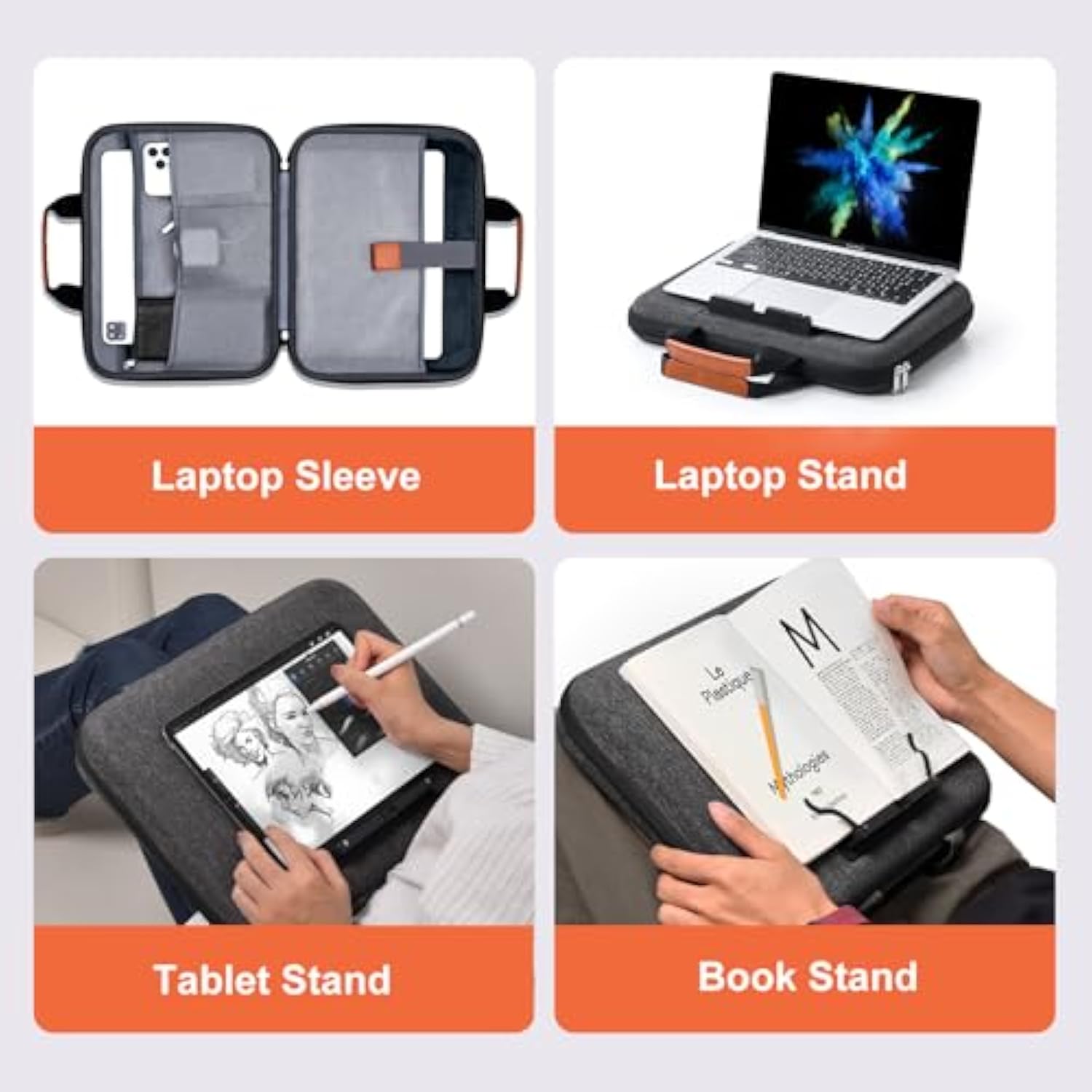 Laptop Case, Laptop Sleeve Bag 14 Inch, Water Resistant Computer Cases For Laptops, Multiple Lap Desk For Men Women, Compatible With Mackbook Air, Lenovo, Hp, Dell, Asus Notebook (Dark Grey)