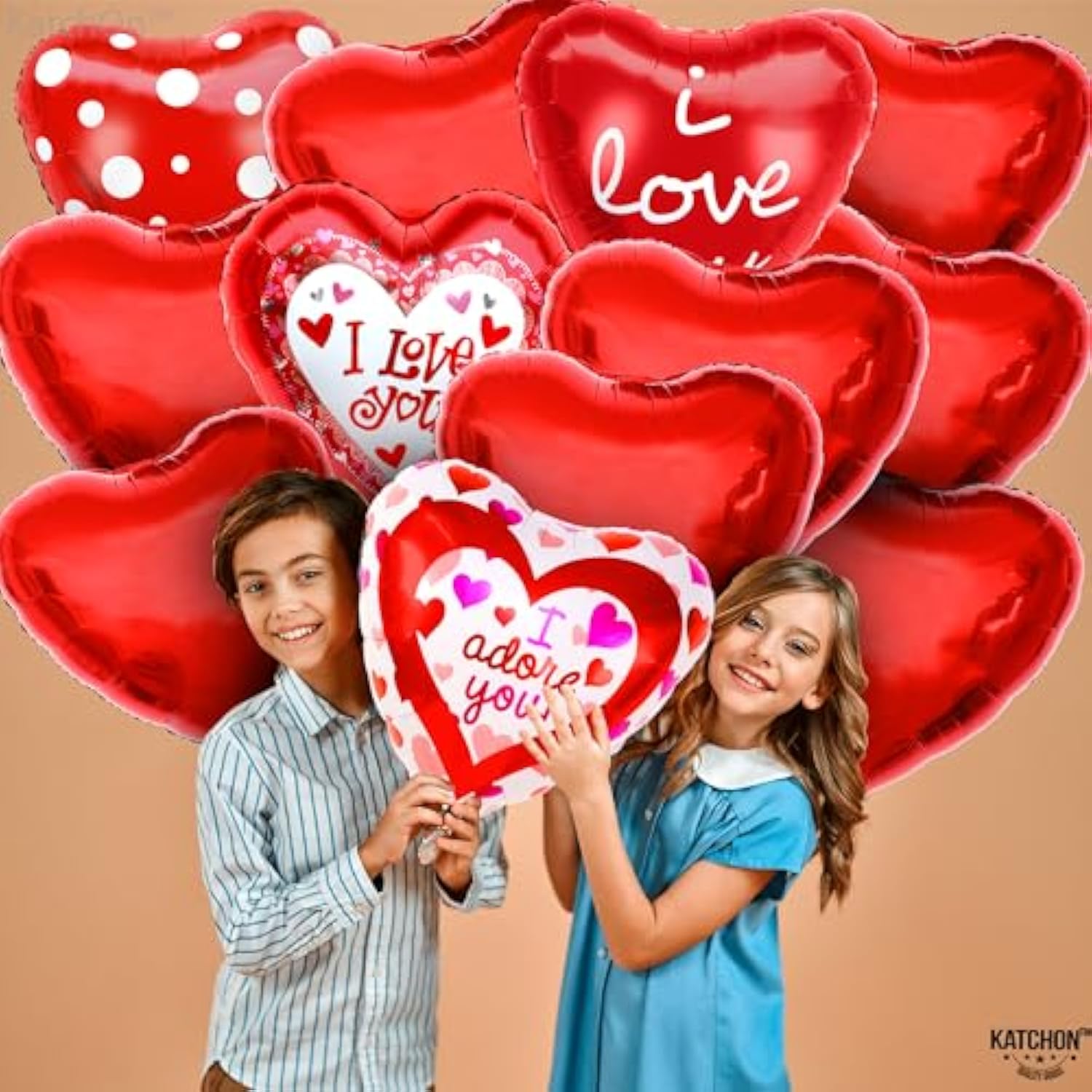 Red Heart Balloons Decorations Set - 18 Inch, Pack Of 12 | I Love You Valentines Day Decorations | I Adore You Heart Shaped Balloons