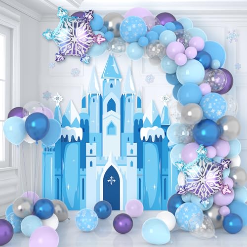 Snow Balloon Garland Arch Kit Winter Wonderland Princess Party Decorations