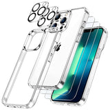 JETech 5 in 1 Case for iPhone 13 Pro Max 6.7-Inch, with 2-Pack Screen Protector and Camera Lens Protector, Non-Yellowing Shockproof Bumper Phone Cover, Full Coverage Tempered Glass Film (Clear)