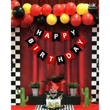 Happy Birthday Banner Black Red Racing Theme Party Garland Decor 13Pcs