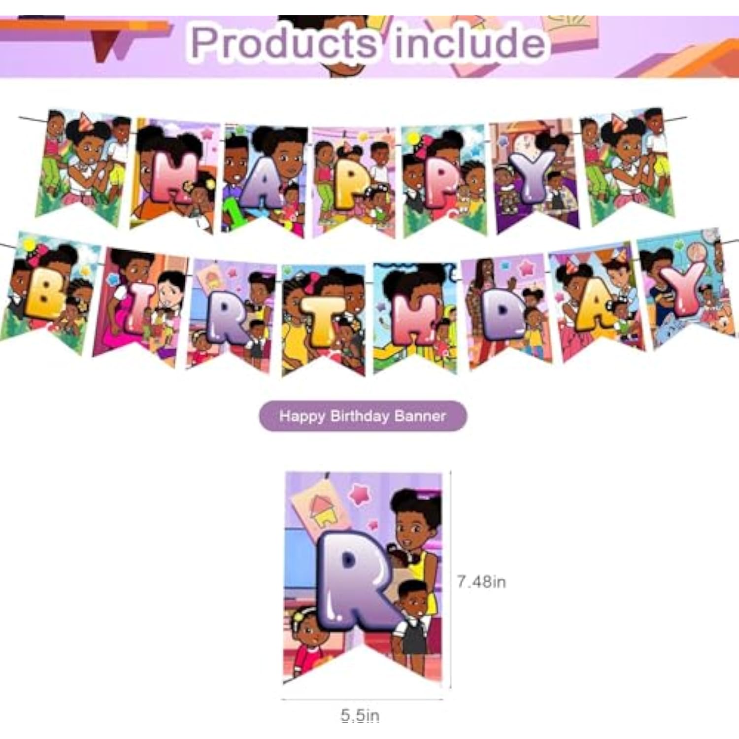 Corner Of Gracies Birthday Party Decoration - Pink, Purple, Yellow, Green Cartoon Theme - Includes Unique Cake Topper, 18 Pcs Latex Balloons, Happy Birthday Banner, 12 Cupcake Toppers