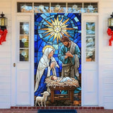 Nativity Scene Christmas Door Cover Hanging Banner Background Religious The Nativity Of Jesus Backdrop Photography Background Front Door Porch Hanging Cover Door Cover Banner 35 X 71 Inch
