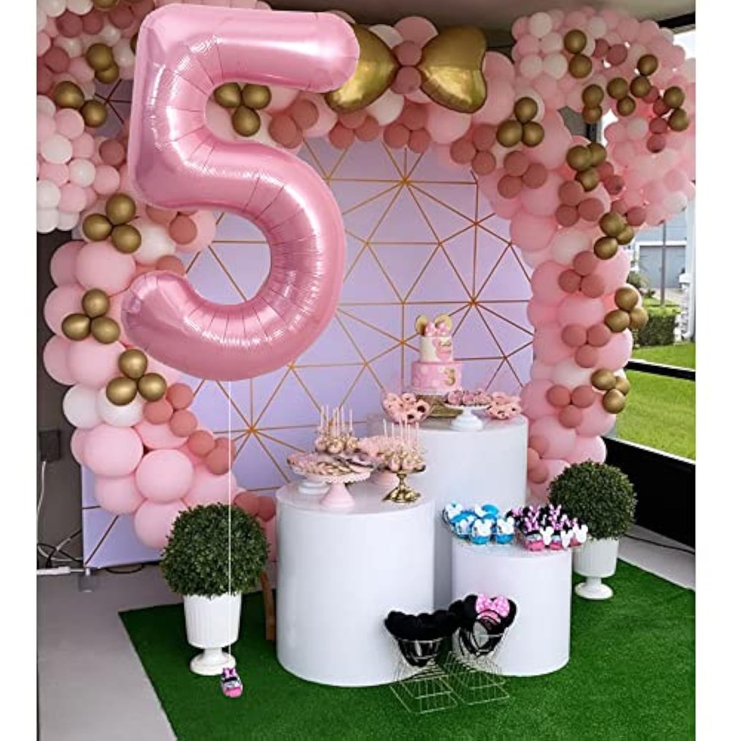 40 Inch Light Pink Large Numbers 0-9, Number 5 Digital Helium Balloon, Pink Foil Mylar Big Number Pastel For Birthday Party Anniversary Supplies Decorations
