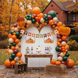 Fall Thanksgiving Balloon Arch Kit Sage Green Red Orange with Maple Leaf for Baby Shower