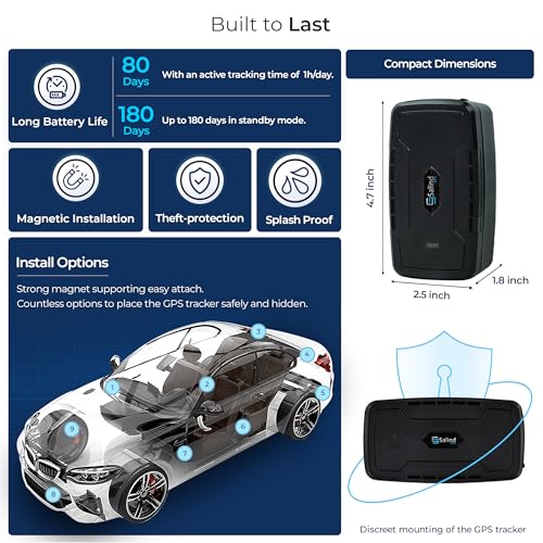 Tracker Heavy-Duty Magnetic Car & Truck Tracker, Up To 180-Day Battery, Real-Time Anti-Theft Gps Device With Strong Magnet, Ip65 Splashproof & Rugged
