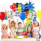 97pcs Black, Red, Blue & Green Balloon Garland Kit for Carnival Game Party Decor