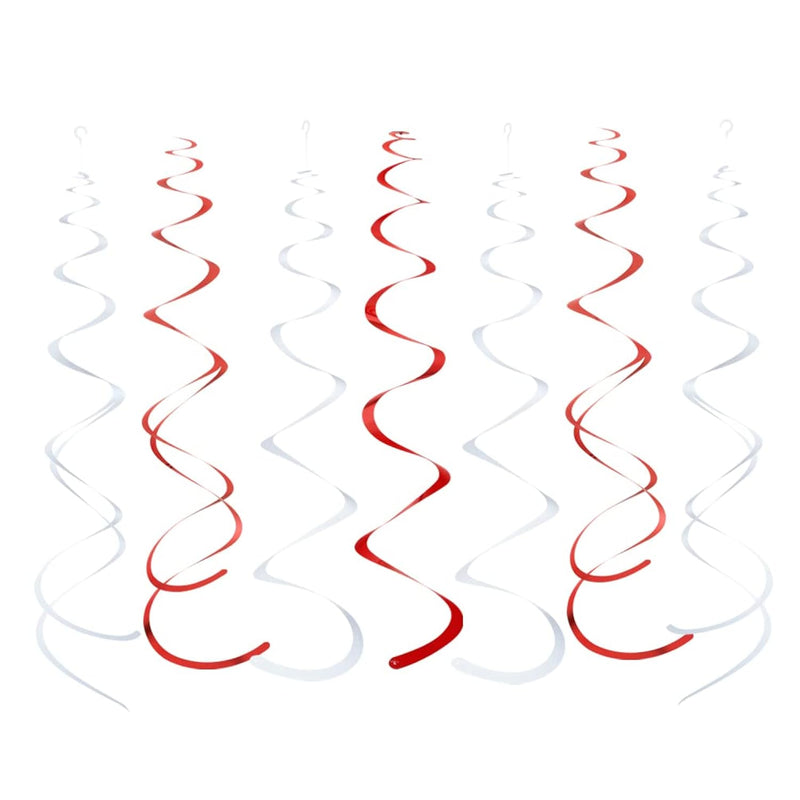 Red And White Foil Swirl Hanging Decoration For Birthday Graduation We