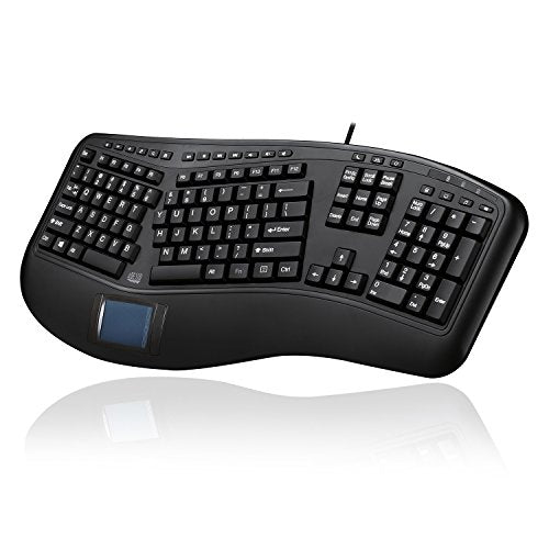 Akb-450Ub - Ergonomic Keyboard With Built-In Touchpad & Palm Rest For Comfort, Wired Usb, Multimedia Hotkeys, Split Keys Design - Compatible For Pc