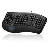 Akb-450Ub - Ergonomic Keyboard With Built-In Touchpad & Palm Rest For Comfort, Wired Usb, Multimedia Hotkeys, Split Keys Design - Compatible For Pc