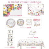 Wildflower Baby Shower Decorations For Girl, All-In-One Set A Wildflower Is On The Way Baby Shower Decor, Wildflower Balloon Arch Cake Topper Tableware Balloon Box Backdrop Sash Corsage, Etc