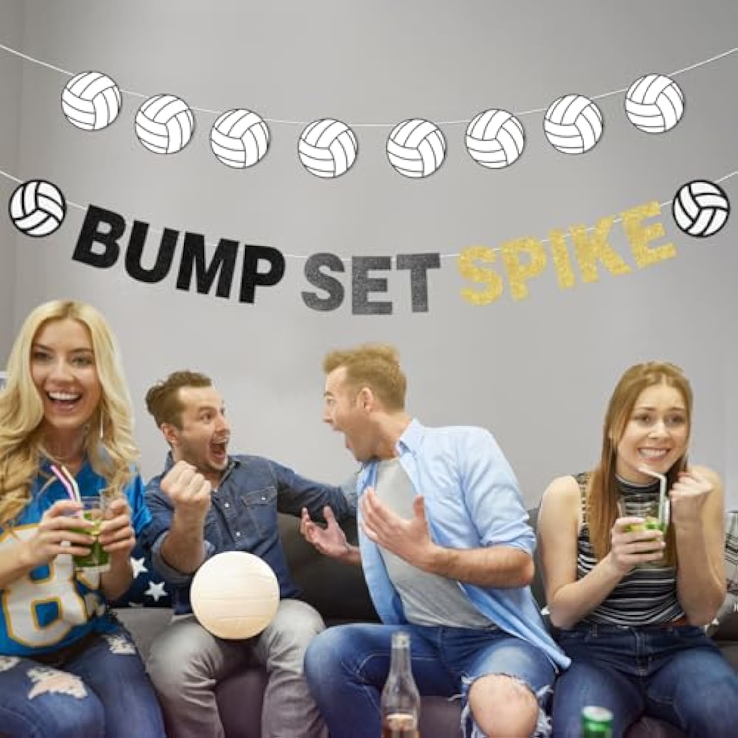 Volleyball Party Decorations, Bump Set Spike Banner for Birthday & Baby Shower