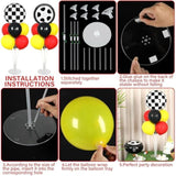 Race Car Balloon Stand Kit 2 Sets with Foil Balloons for Boys Birthday and New Year Party