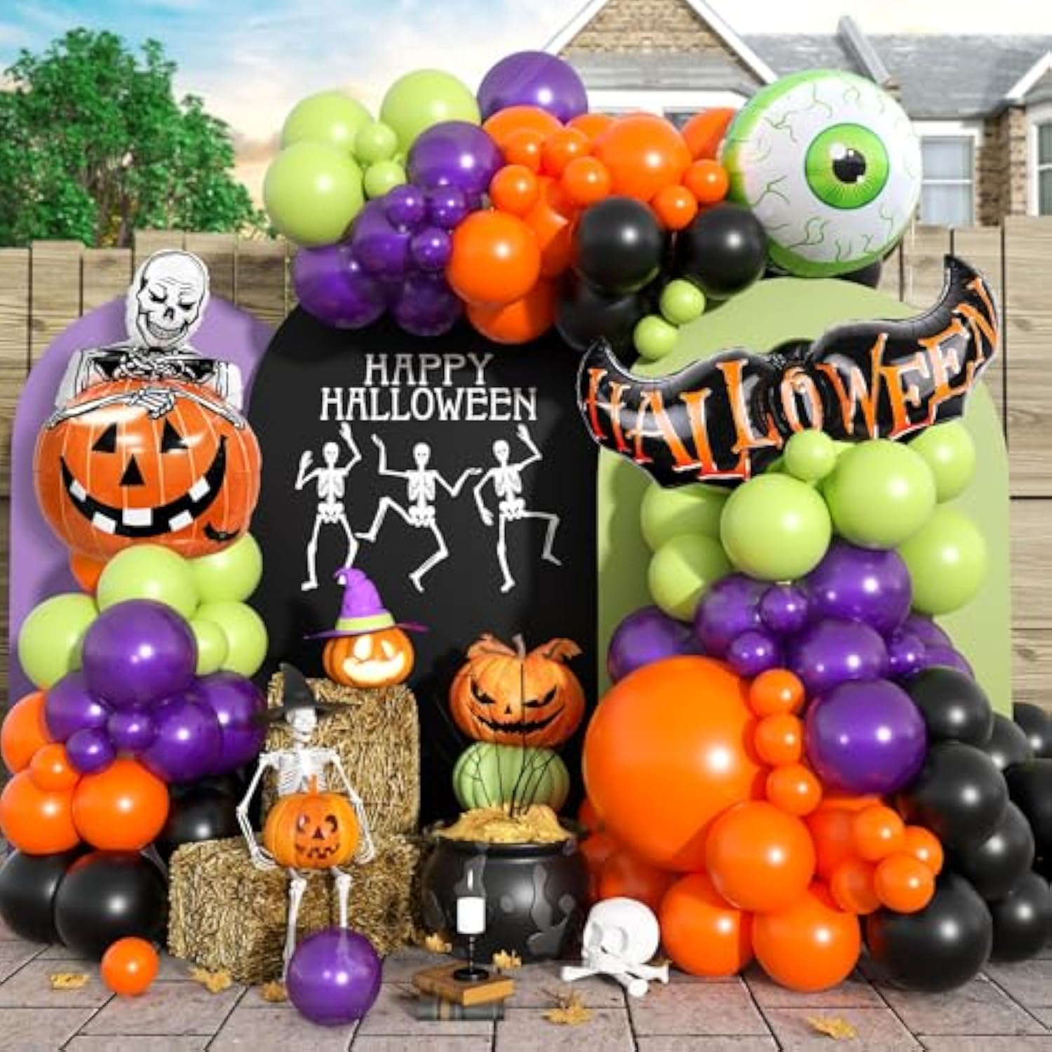 Halloween Balloon Garland Kit: Ghost, Bat & Pumpkin Foil Balloons
