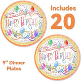 40PCS Happy Birthday Paper Plates & Napkins Set - 20 Plates & 20 Napkins