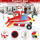 8Ft Christmas Inflatables Airplane Outdoor Decorations Santa Claus On Flying Animated Helicopter Built-In Led Lights Xma