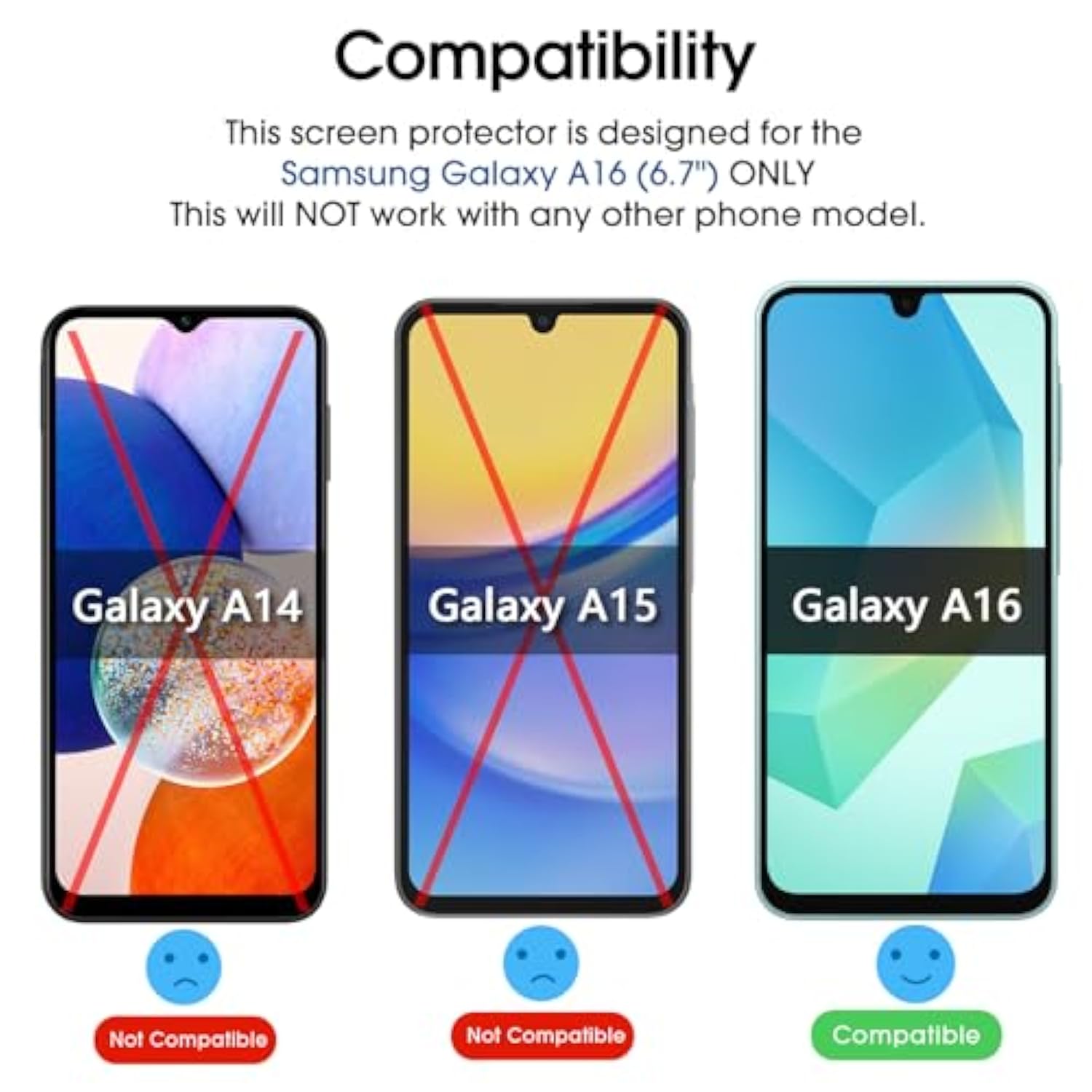 amFilm 3 Pack Tempered Glass Screen Protector Compatible with Samsung Galaxy A16 5G 6.7" with Easy Installation Kit, Case Friendly, Bubbles-Free