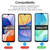 amFilm 3 Pack Tempered Glass Screen Protector Compatible with Samsung Galaxy A16 5G 6.7" with Easy Installation Kit, Case Friendly, Bubbles-Free