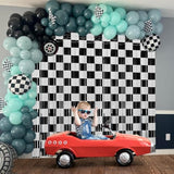 Race Car Birthday Party Streamers Backdrops Decorations, 2 Pcs Checkered Black White Foil Fringe Curtain Photo Booth Props For Racing Cars One Happy Dude Party Decor Supplies