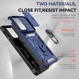 Moto G Stylus 5G 2024 Case with 2 Pcs Explosion-Proof Film, Slide Camera Cover Protective Case with Magnetic Ring Kickstand - Blue