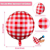 50 Pieces 18 Inches Checkerboard Balloons Aluminum Foil Balloons Party Decorations For Summer Picnic Bbq Party Decor Birthday Holiday Racing Themed Supplies(Red, White)