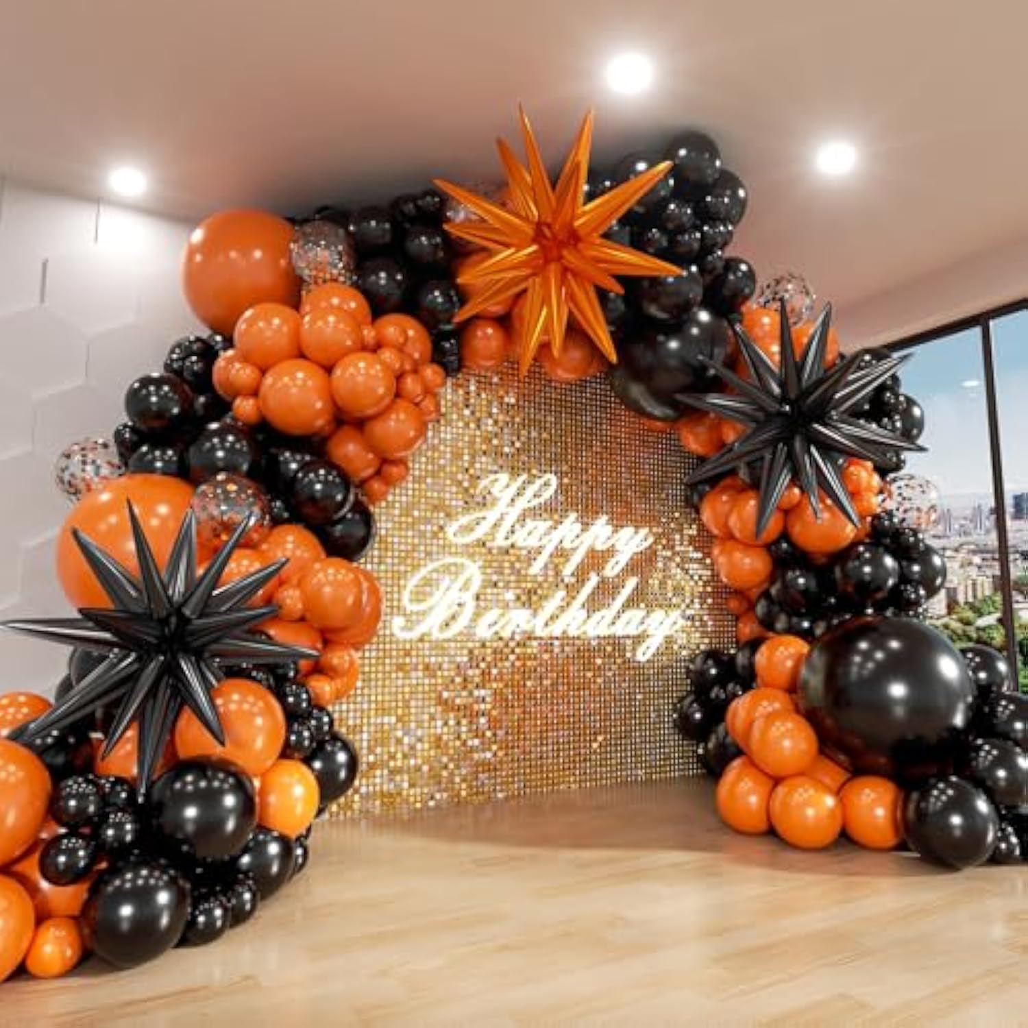 Halloween Balloon Arch Kit: Black & Orange Latex Balloons - 140 PCS