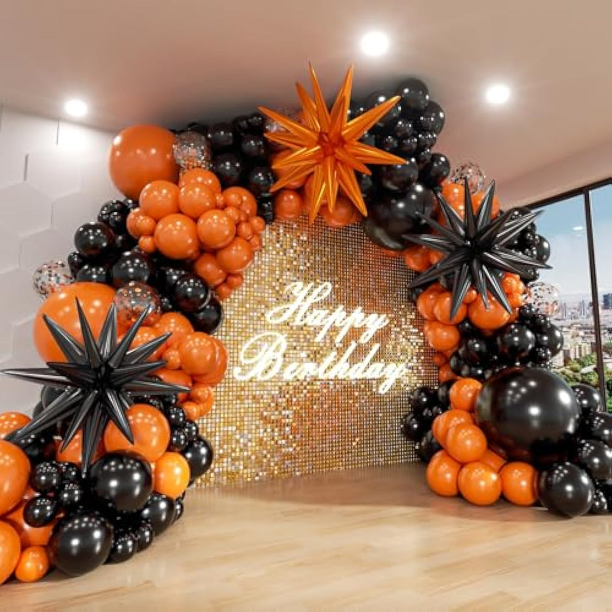 Halloween Balloon Arch Kit: Black & Orange Latex Balloons - 140 PCS