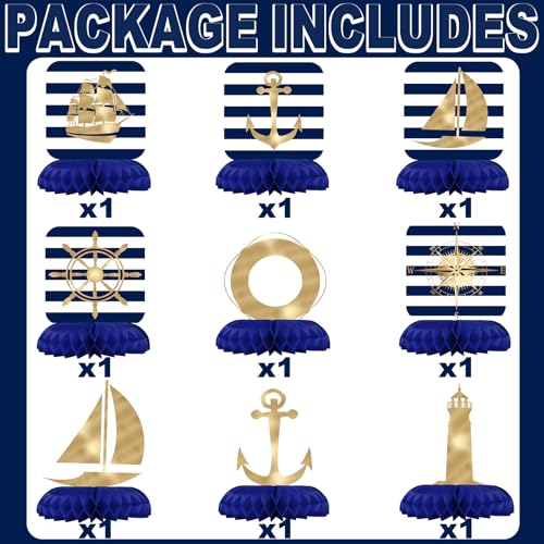 Nautical Party Decorations - Nautical Honeycomb Centerpieces for Kids'Nautical Birthday and Baby Shower Table Decor