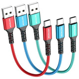 Short Usb C Cable 1Ft 3Pack, 12Inch Portable Usb-C Nylon Braided Qc3.0 Fast Charge Cord For Samsung Galaxy S10 S9 S8 Plus Note 9 8,Lg G6 V20 30 And Other Type C Devices