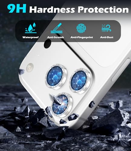 Camera Lens Protector for iPhone 17 Pro/iPhone 17 Pro Max, AR+AF Tempered Glass & 9H Hardness Shatterproof, HD Clear Metal Sparkle Lens Cover with