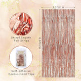 2-Pack Rose Gold Foil Fringe Curtains 3x6.5 ft for Party and Event Decor