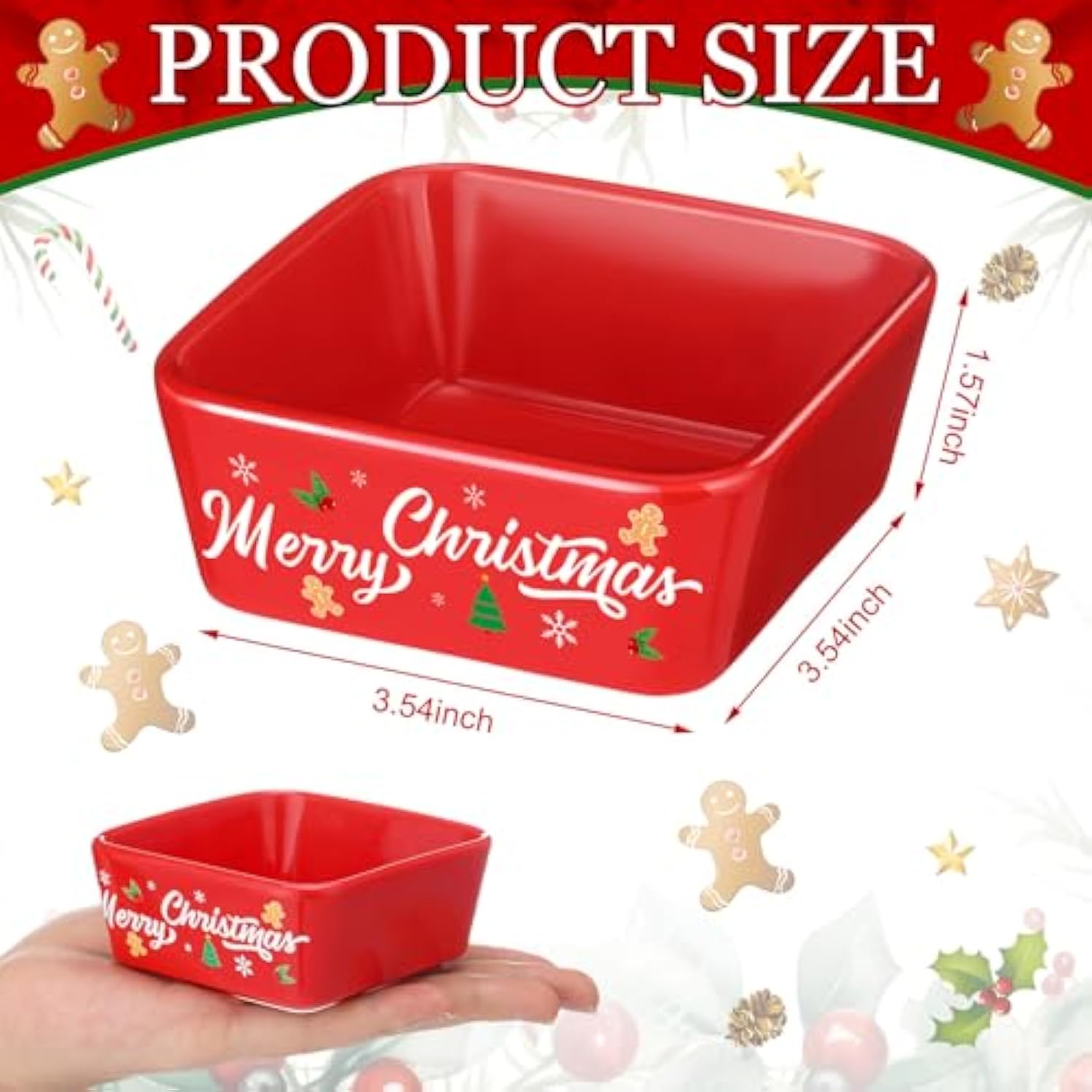 4 Pcs Mini Christmas Candy Dish Ceramic Candy Bowls Serving Trays Merry Christmas Tree Canes Dishes Farmhouse Home Table Decoration For Xmas Holiday Snacks Cookie Housewarming Gift