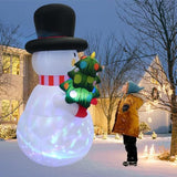 8 Ft Christmas Inflatables Snowman Yard Decoration, Blow Up Snowman With Christmas Tree Outdoor Decoration With Rotating