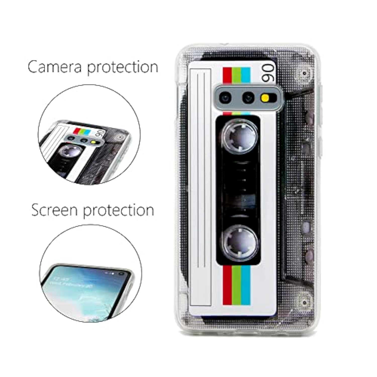 Fateam Case For Galaxy S10E Shockproof Scratchproof With Tpu Soft Bumper Retro Cassette Tape Case Compatible With Samsung Galaxy S10E