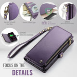 Compatible With Samsung Galaxy S23 Plus Case Wallet With Rfid Blocking Card Holder For Women, Pu Leather Magnetic Snap Flip Zipper Strap Phone Case Fit For Galaxy S23 Plus 5G 6.6", Purple
